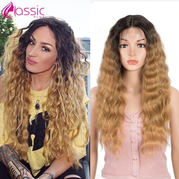 Classsic Plus Длинный синтетический парик высокого Качества, 28 дюймов, Волнистые натуральные волосы, Омбре, светлые кружевные Парики, Косплей, женский парик для женщин