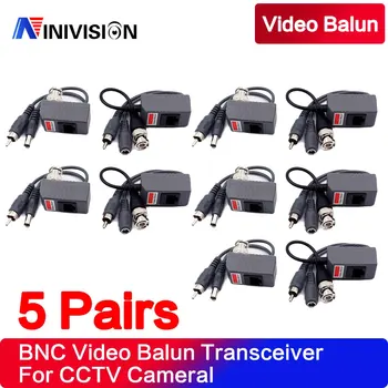 5 Пар Пассивного Видео Питания BNC К RJ45 + Аудио Приемопередатчик Balun Для Камеры Видеонаблюдения Аудио 3 в 1 Приемопередатчики Камеры Видеонаблюдения