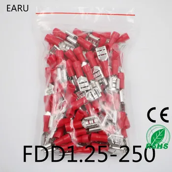 FDD1.25-250 изолирующие Электрические Обжимные Клеммные Разъемы 100 шт./упак. FDD1-250 FDD
